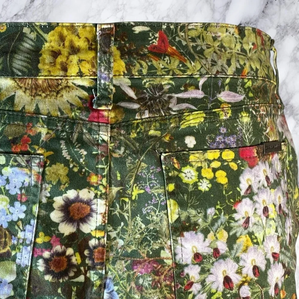 Carina Duek Endless Paradis Floral Print Denim Skirt